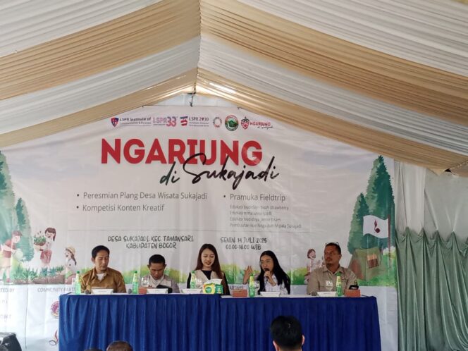 
					Ngariung di sukajadi” Mahasiswa LSPR dan siswa Pramuka Angkat Potensi dan Edukasi Desa Sukajadi Bogor